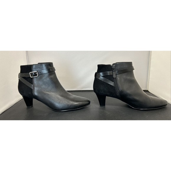 Cole Haan Womens Slip On Block Heel Pointed Toe Booties Black Leather Size 7.5B - Picture 2 of 11